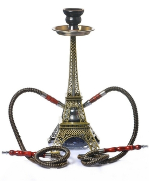 Paris Tower Shisha Hookah Double Hose water Pipe Ceramics Bowl Charcoal Tongs Shisha Smoking Set