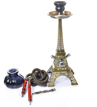 Paris Tower Shisha Hookah Double Hose water Pipe Ceramics Bowl Charcoal Tongs Shisha Smoking Set